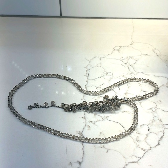 Vintage Sparkling Smokey Silvery Crystal Beaded Necklace - Picture 8 of 12